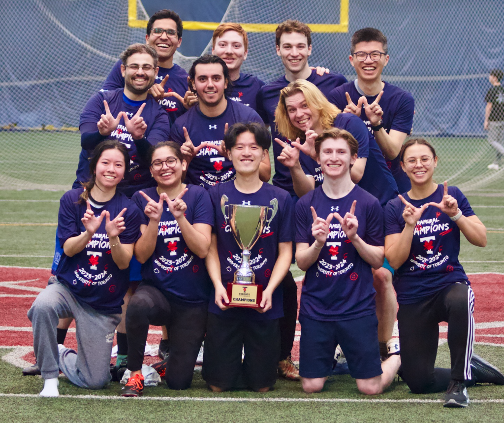Winter 2024 Intramural Mixed Division Ultimate Frisbee Team includes athletes from the School of Graduate Studies and Grad House